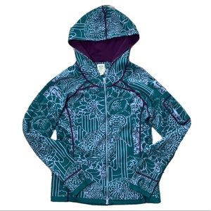 Title Nine Green Blue Floral Knit Zip Up Hoodie